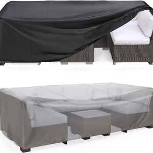 Heavy Duty Patio Furniture Covers Waterproof, Mrrihand Patio Furniture Outdoor Sectional Sofa Set , Patio Table and Chair Set Cover 89.7"L×62.2"W×28.3"H