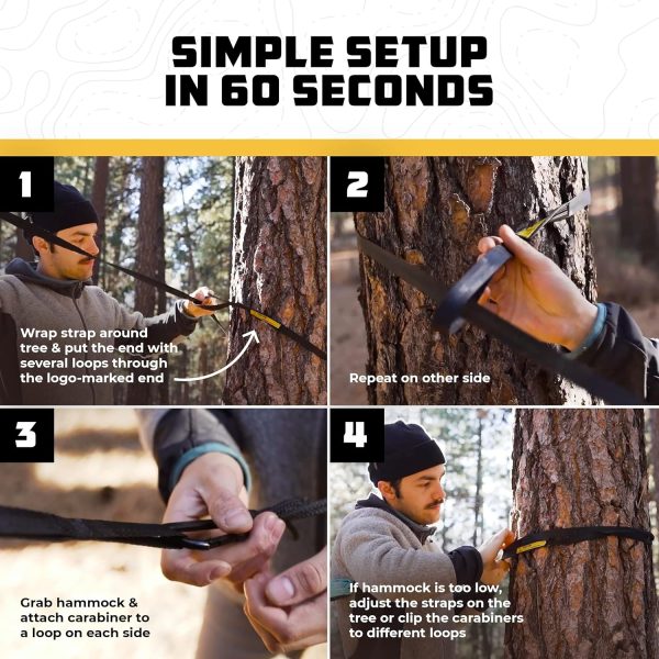 Wise Owl Outfitters Camping Hammock – 500lbs Portable Hammock with Tree Straps - Travel, Backpacking, Hiking, Outdoors Camping Gear - Single or Double - Image 5