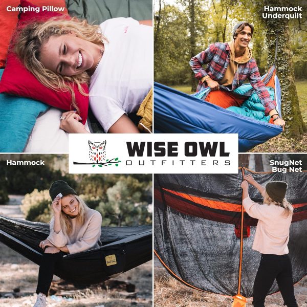 Wise Owl Outfitters Camping Hammock – 500lbs Portable Hammock with Tree Straps - Travel, Backpacking, Hiking, Outdoors Camping Gear - Single or Double - Image 8